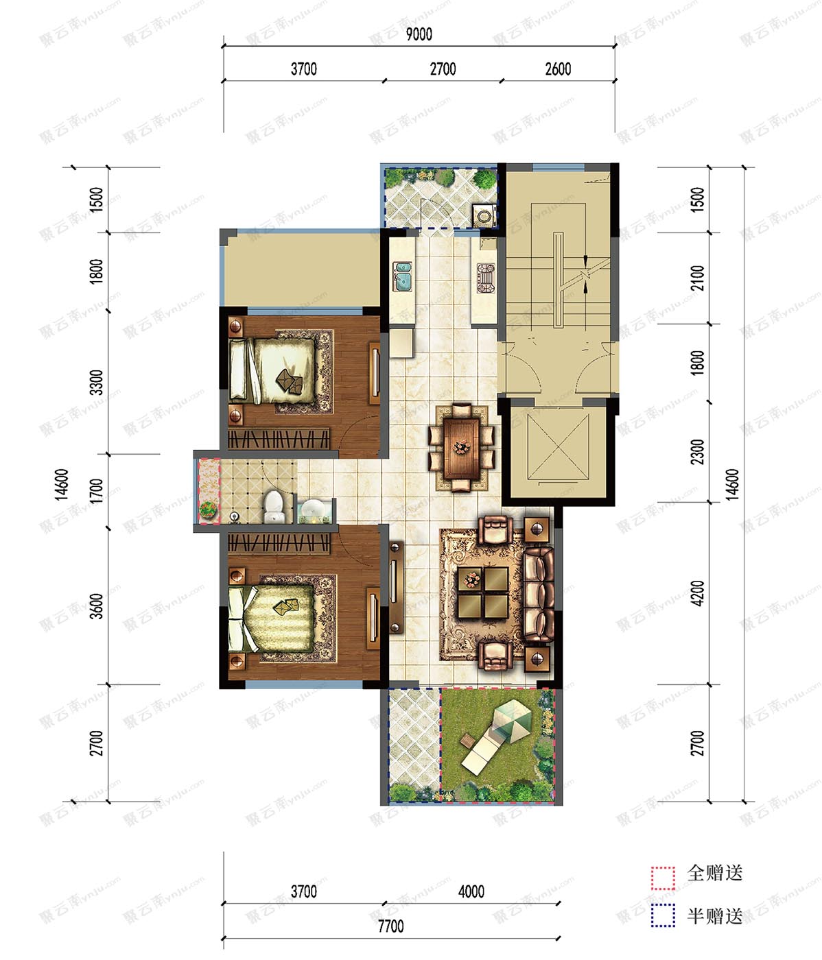 弥勒市湖景·御翠园b1户型户型图_聚云南房产网 ynju.