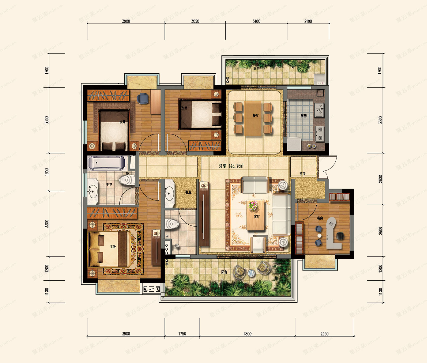 建水县家合景园B户型户型图_聚云南房产网 | YNJU.COM_红河州房地产专业导购平台
