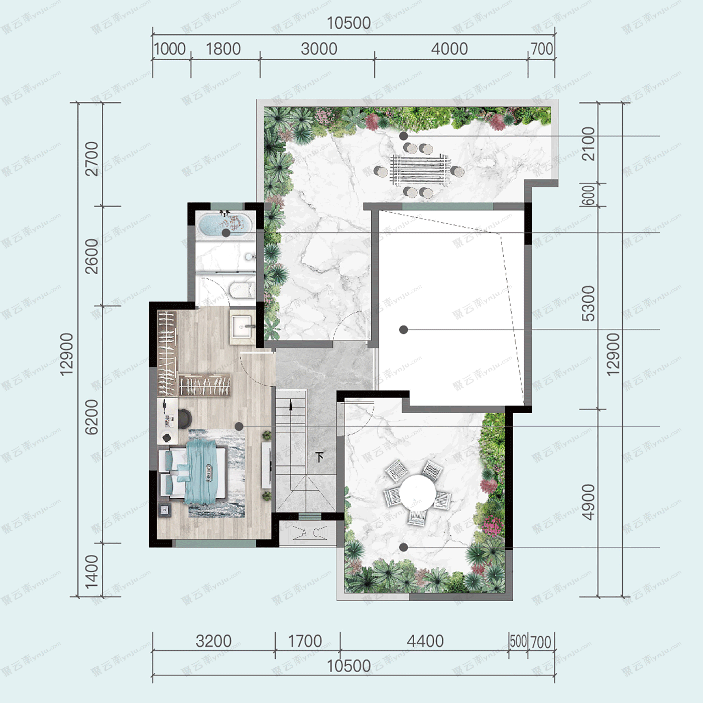 蒙自市滇南国际A-1'户型户型图_聚云南房产网 | YNJU.COM_红河州房地产专业导购平台