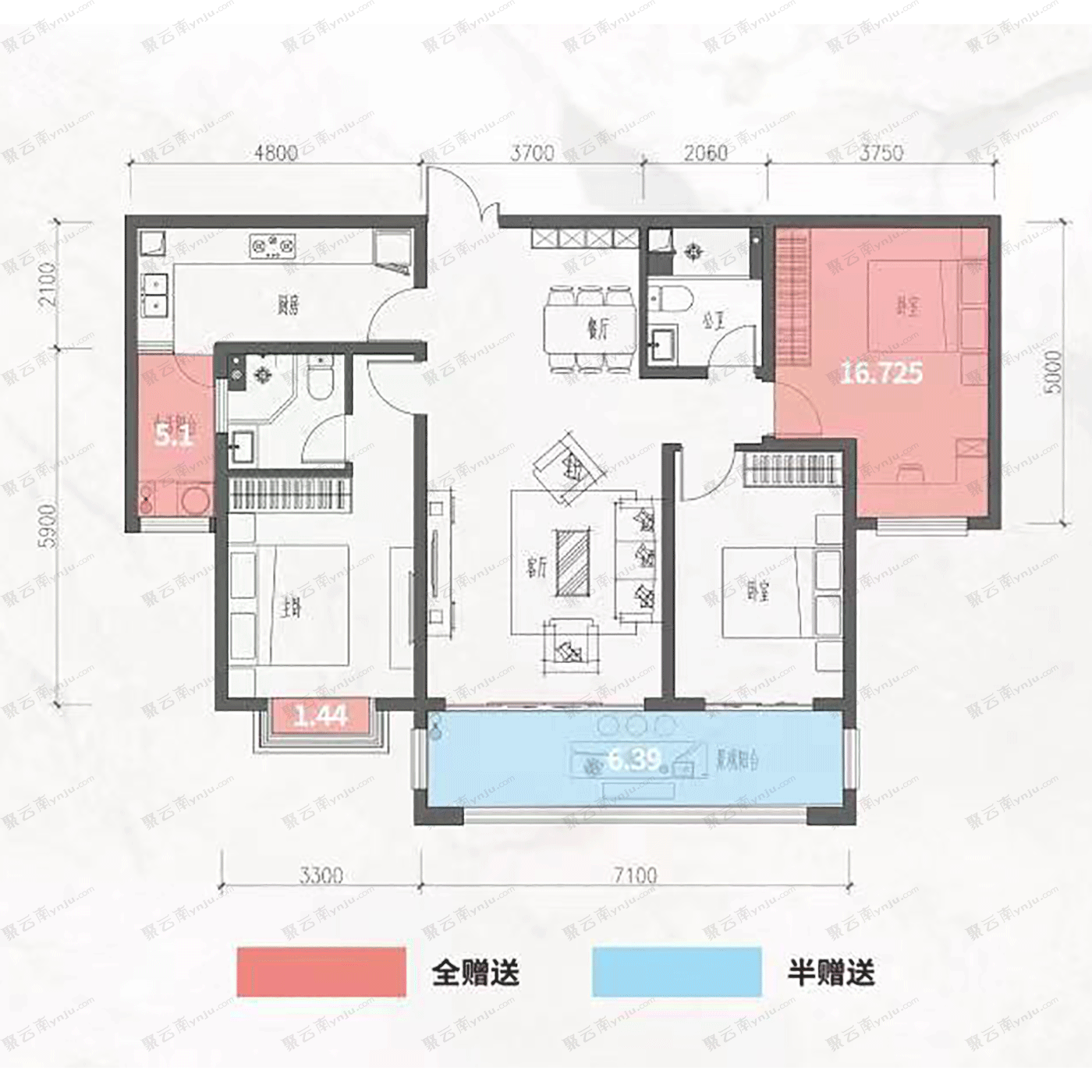 建水县华洲·驻月湾二期[住宅]C户型户型图_聚云南房产网 | YNJU.COM_红河州房地产专业导购平台