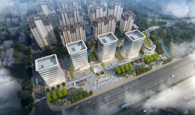 春秋印 效果图 办公鸟瞰图