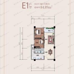 E1户型-2室84㎡