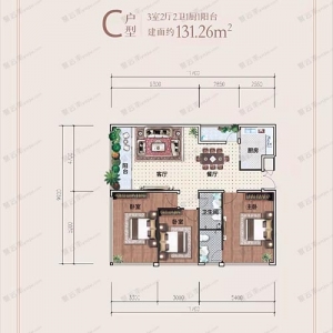 C户型-3室131㎡