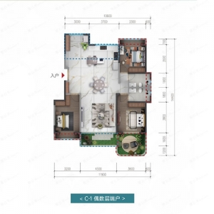 C1户型偶数层-3室130.66㎡